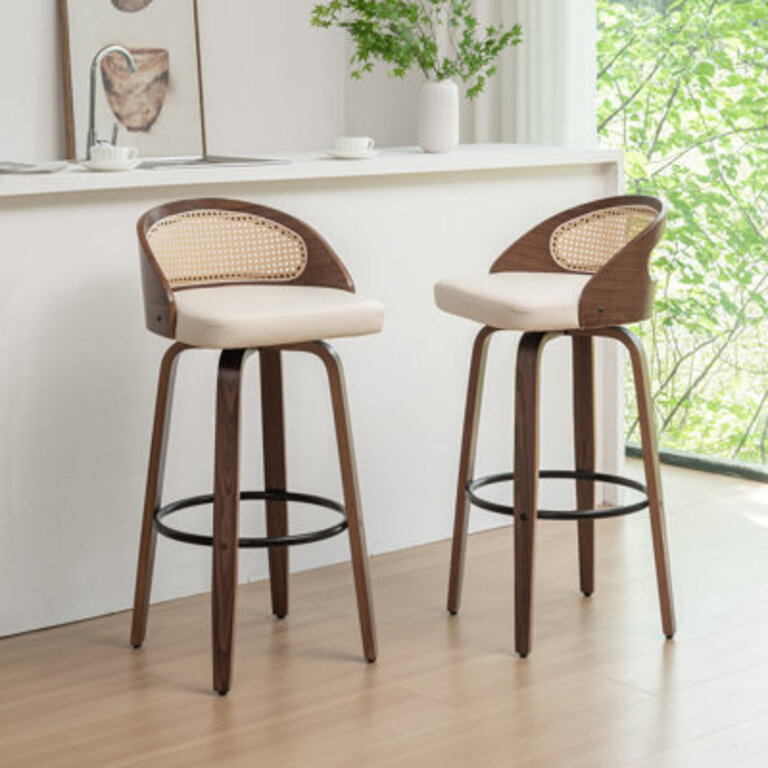 Leeana Swivel Faux Leather Counter  Bar Stool
