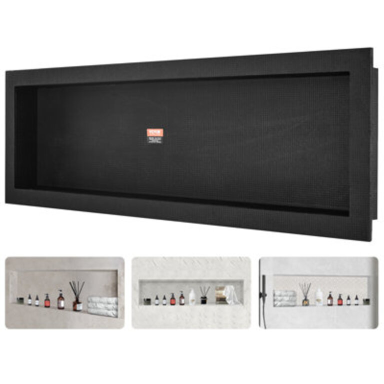 Shower Niche Ready for Tile 16 x 50 Square Corners Wall-inserted Niche RecessedBlack