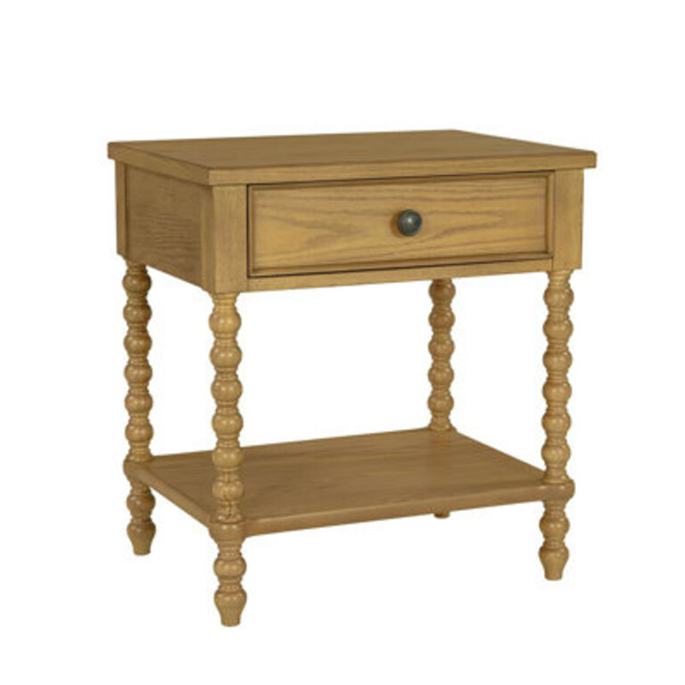 Beckett Turned Wood Spindle Nightstand with Drawer  Shelf