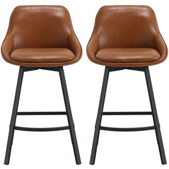Janayshia Modern Industrial Swivel Upholstered 256 Faux Leather Counter Stool with Metal Frame