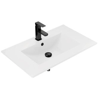 30 Rectangular  Integrated Bathroom Sink with Single Hole Faucet Drain Overflow