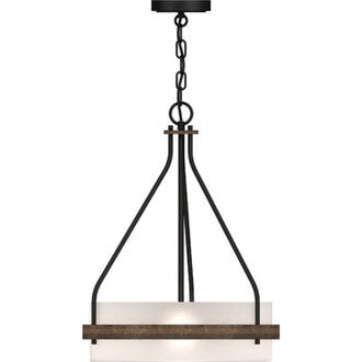 Loriane 3 - Light Walnut  Black Drum Pendant