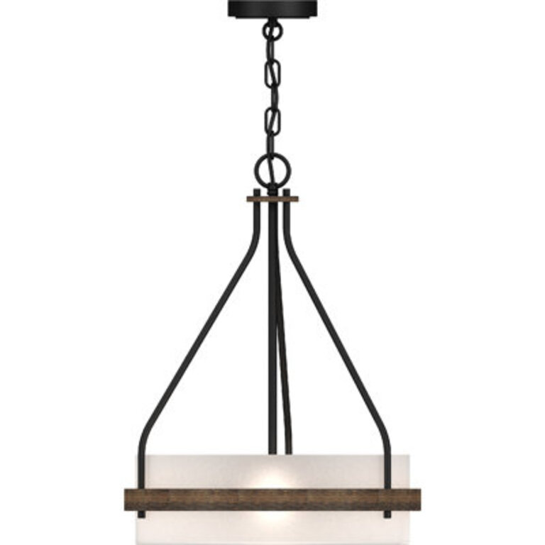 Loriane 3 - Light Walnut  Black Drum Pendant