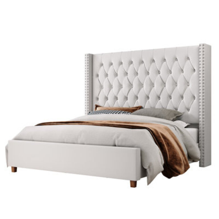 Duluth Diamond-Tufted Wingback Upholstered Platform Bed