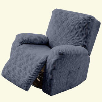 4-Piece Recliner Chair Covers Elastic Recliner Slipcover With Pocket Stretchable Bottom And Ties
