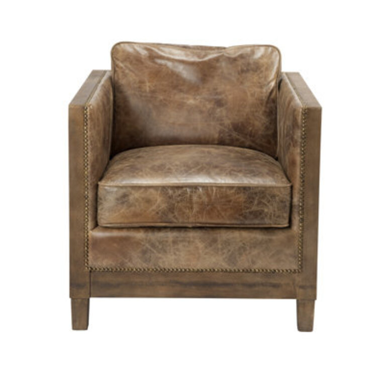 Dustin 28 Wide Top Grain Leather Club Chair