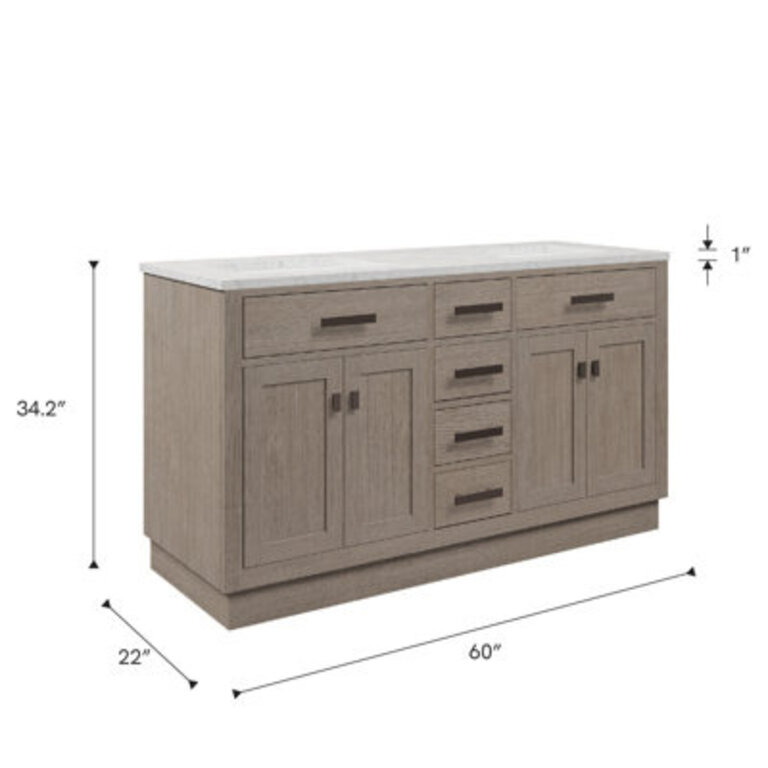 Elianna 60 Double Bathroom Vanity with Marble Top