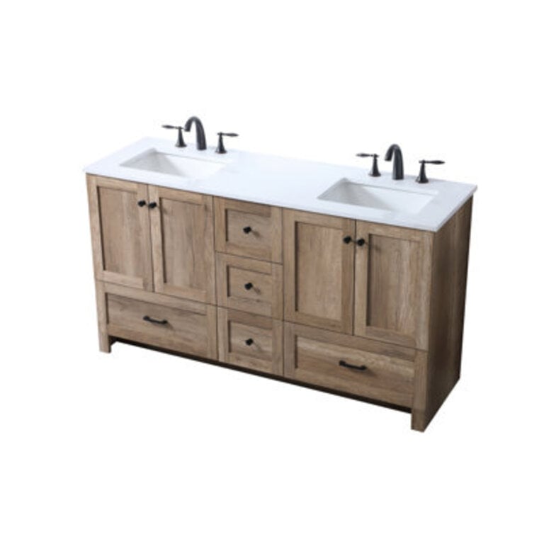 Soma 60 Double Bathroom Vanity with Engineered Marble Top