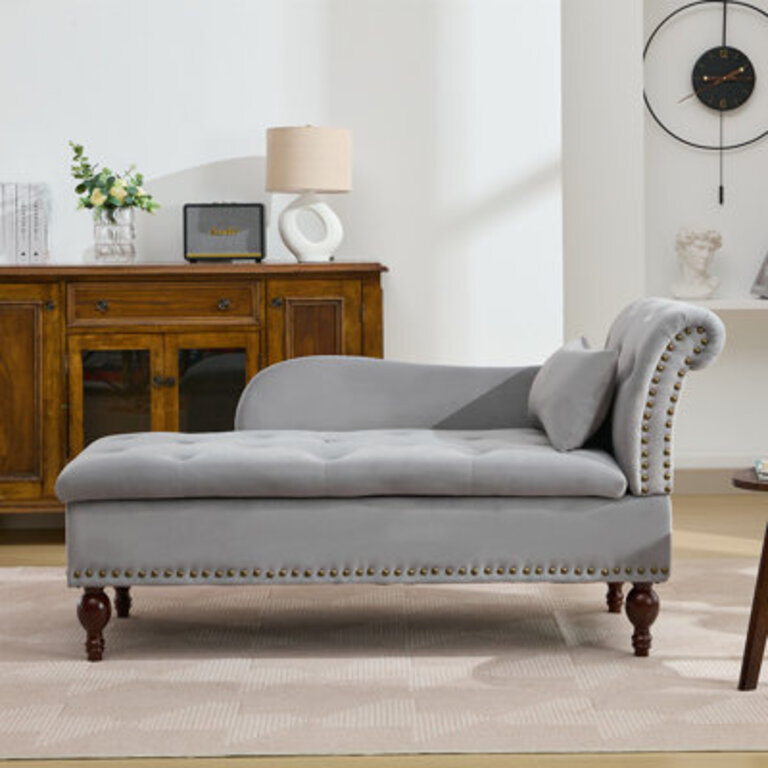 Keshawna Velvet Storage Chaise Lounge