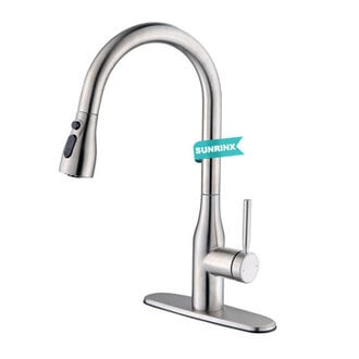 Pull Down Single Handle Kitchen Faucet with Deck Plate