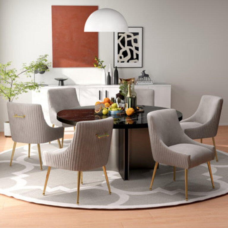 Baudel Tufted Velvet Side Chair with Metal Legs