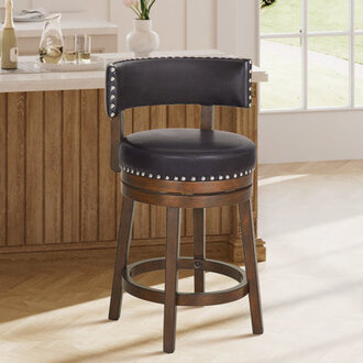 Swivel Upholstered  Counter Bar Stool with Solid Wood Frame