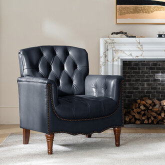 Annja 32 W Tufted Leather Armchair