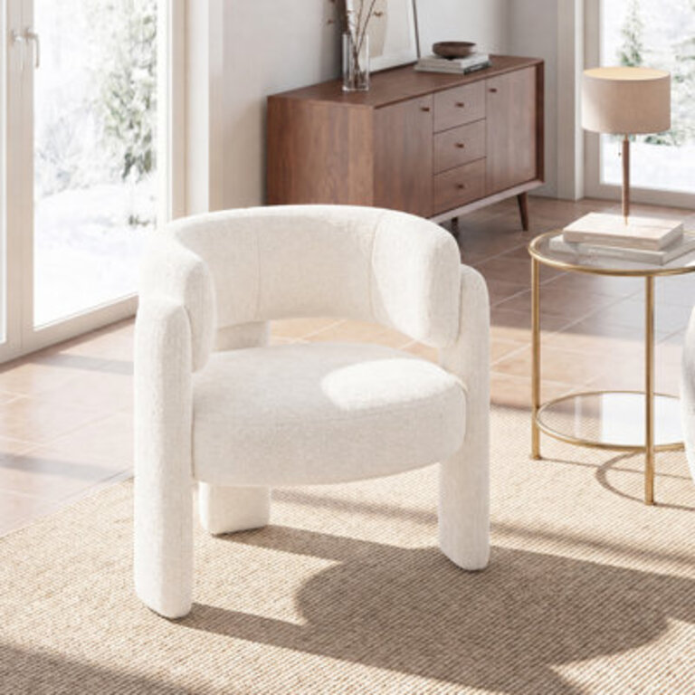 33 Wide Upholstered Modern 3-Legs Barrel Accent Chair