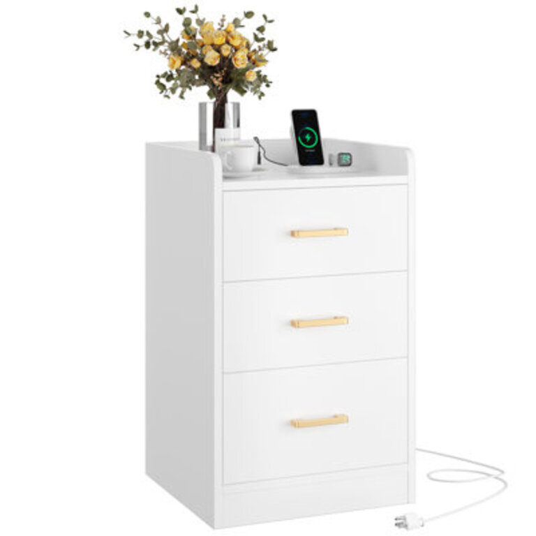 Bettylee 3-Drawer Nightstand with Charging Station