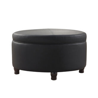 Duanys Faux Leather Upholstered Round Storage Ottoman
