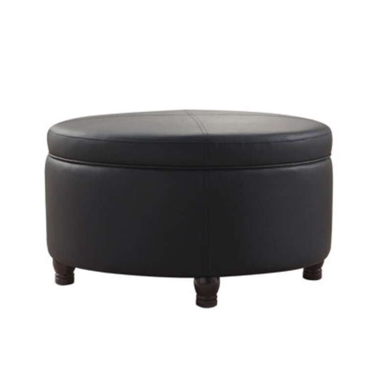 Duanys Faux Leather Upholstered Round Storage Ottoman