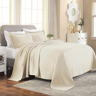 Superior Cotton All Season Basketweave Medium Weight Bedspread Set with Shams