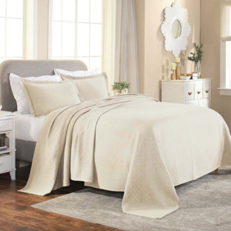 Superior Cotton All Season Basketweave Medium Weight Bedspread Set with Shams