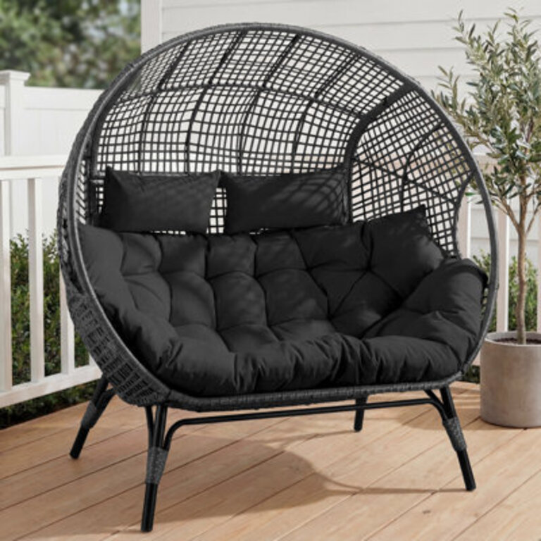 Damarie 2-Person Wicker Rattan Egg Chair