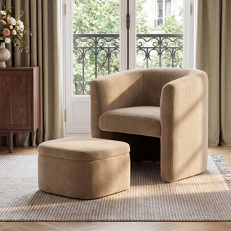 Braedin Upholstered Accent Chair  Storable Ottoman