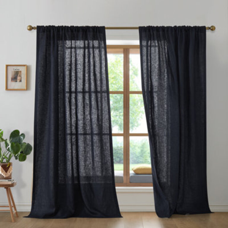 Linen Semi Sheer Curtain Pair