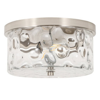 Alixandra 2-Light Flush Mount Ceiling Light With Clear Hammered Glass