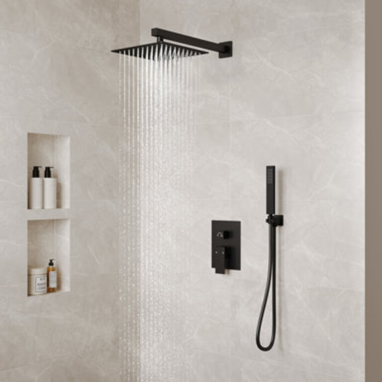 10 High Pressure Rainfall Shower System Wall Mount Shower Faucet Set with Handheld Spray