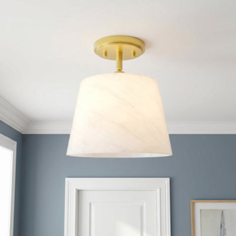 Cassiel Tacolurt Glass Semi Flush Mount Bell Flush Mount Lighting