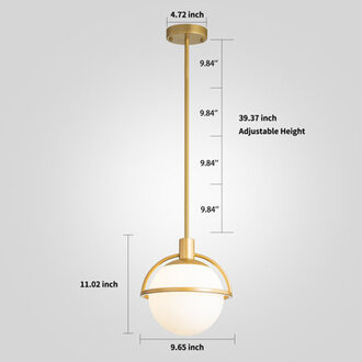 Gladi 1-Light Modern Dimmable Single Globe Pendant Light with Opal Glass Shade