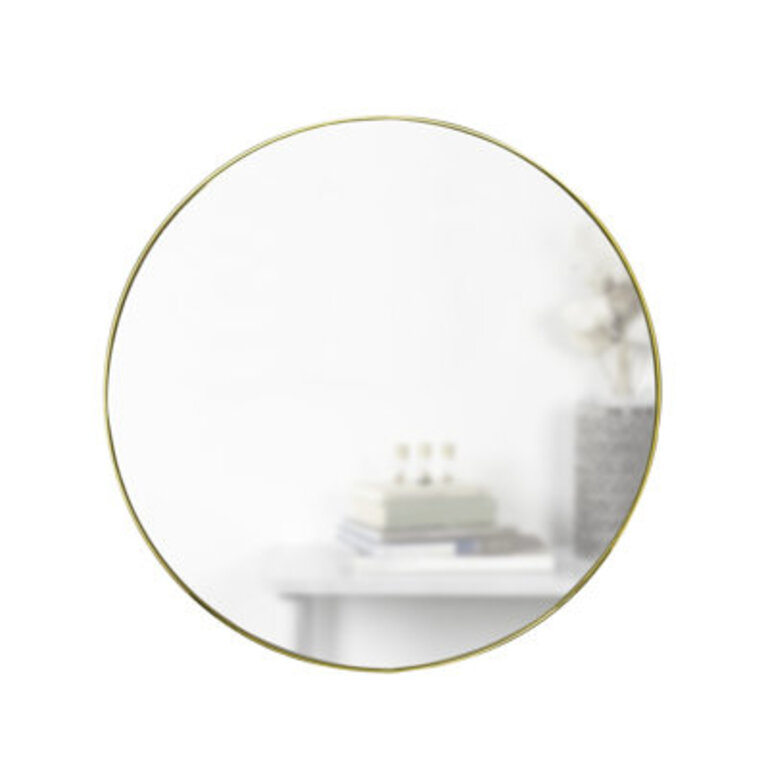 Hubba 34 Round Wall Mirror with Metallic Frame for Bathroom Entryway Living Room