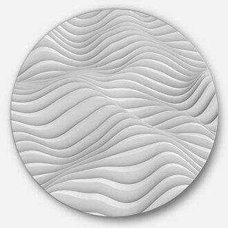Fractal Rippled White 3D Waves Round Fractal Metal wall art print