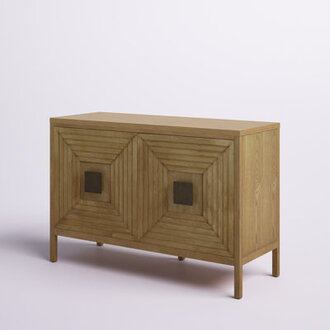 Paige 475 Geometric 2-Door Wood Storage Cabinet With Adjustable Shelves