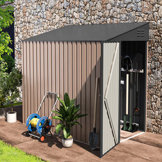 4 ft W X 7 ft D Metal Lean-To Storage Shed