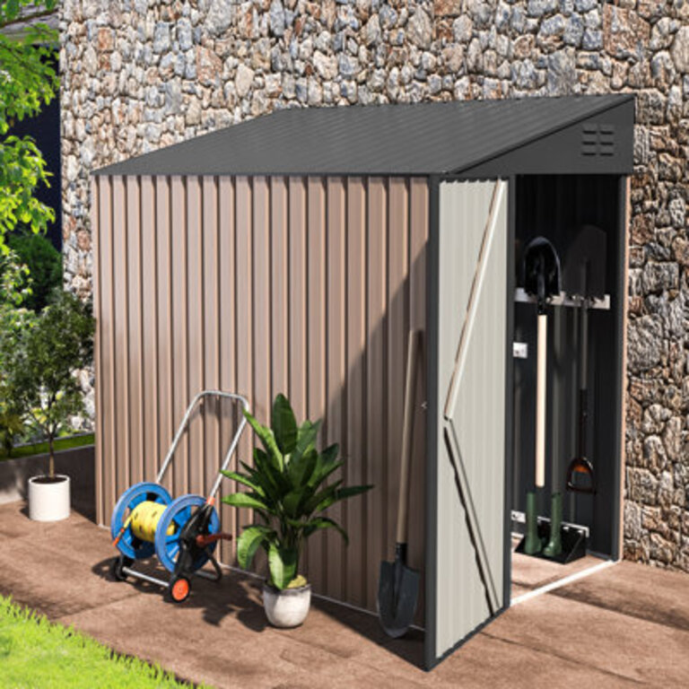 4 ft W X 7 ft D Metal Lean-To Storage Shed