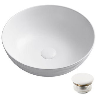 KRAUS Viva Thin Porcelain Ceramic Vessel Bathroom Sink with Pop-Up Drain