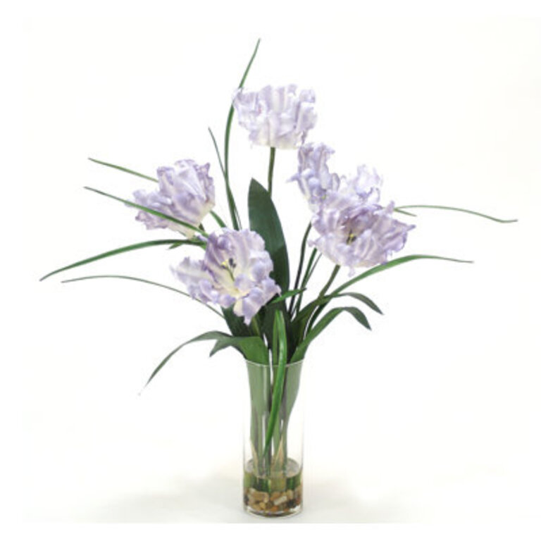 24  Tulip in Glass Vase Faux Floral