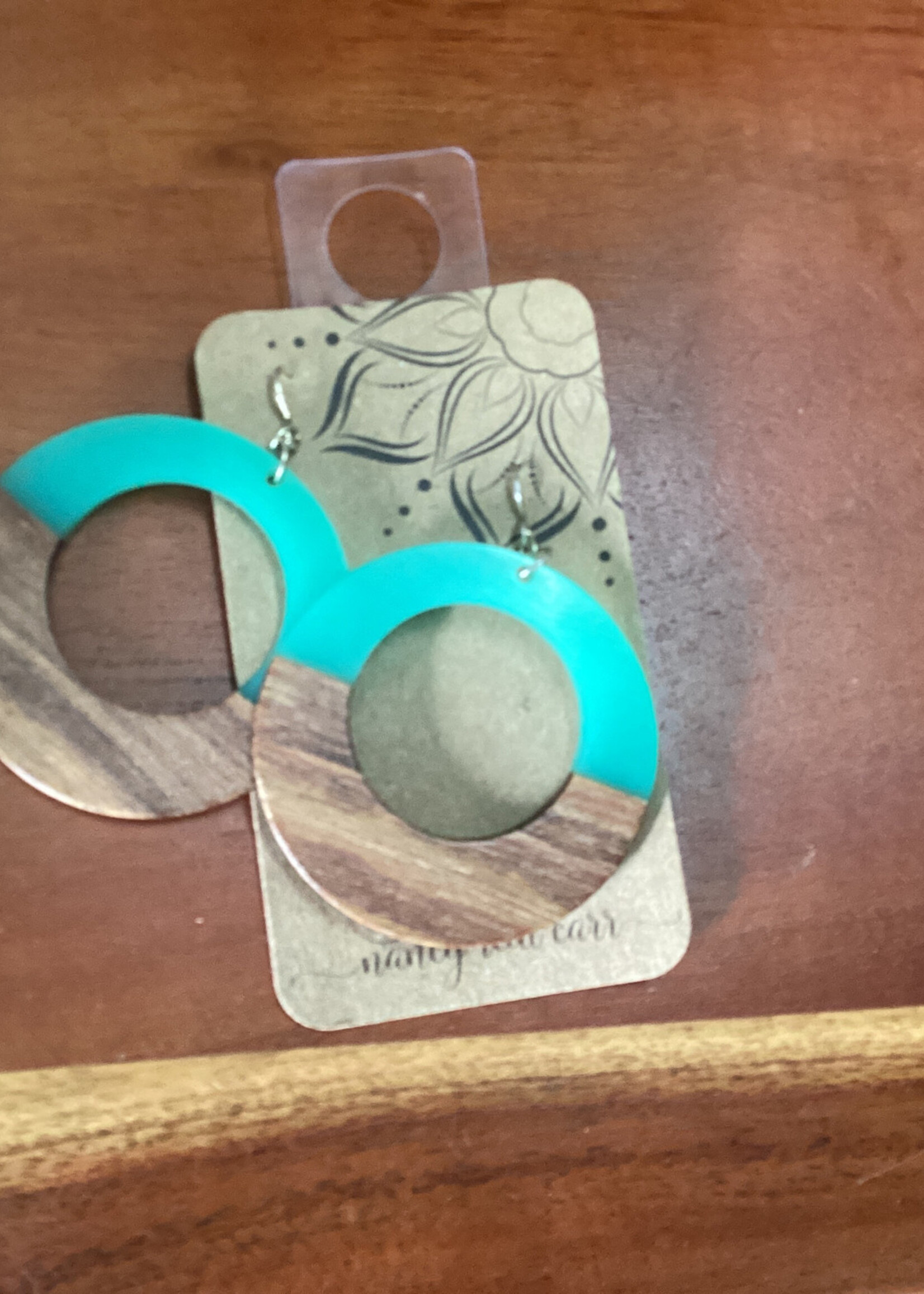 Nancy Reid Carr Modern Boho - Wood Resin Drop Earings -