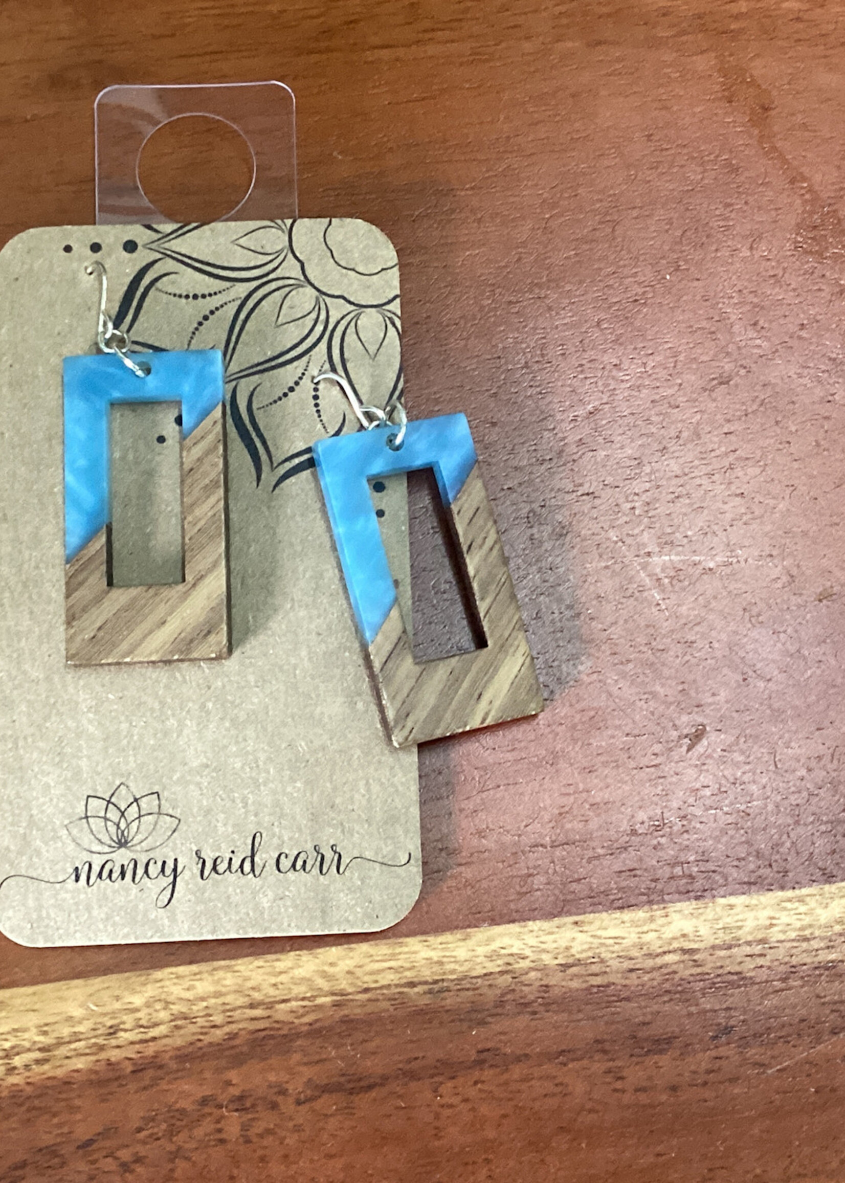 Nancy Reid Carr Modern Boho - Wood Resin Drop Earings -