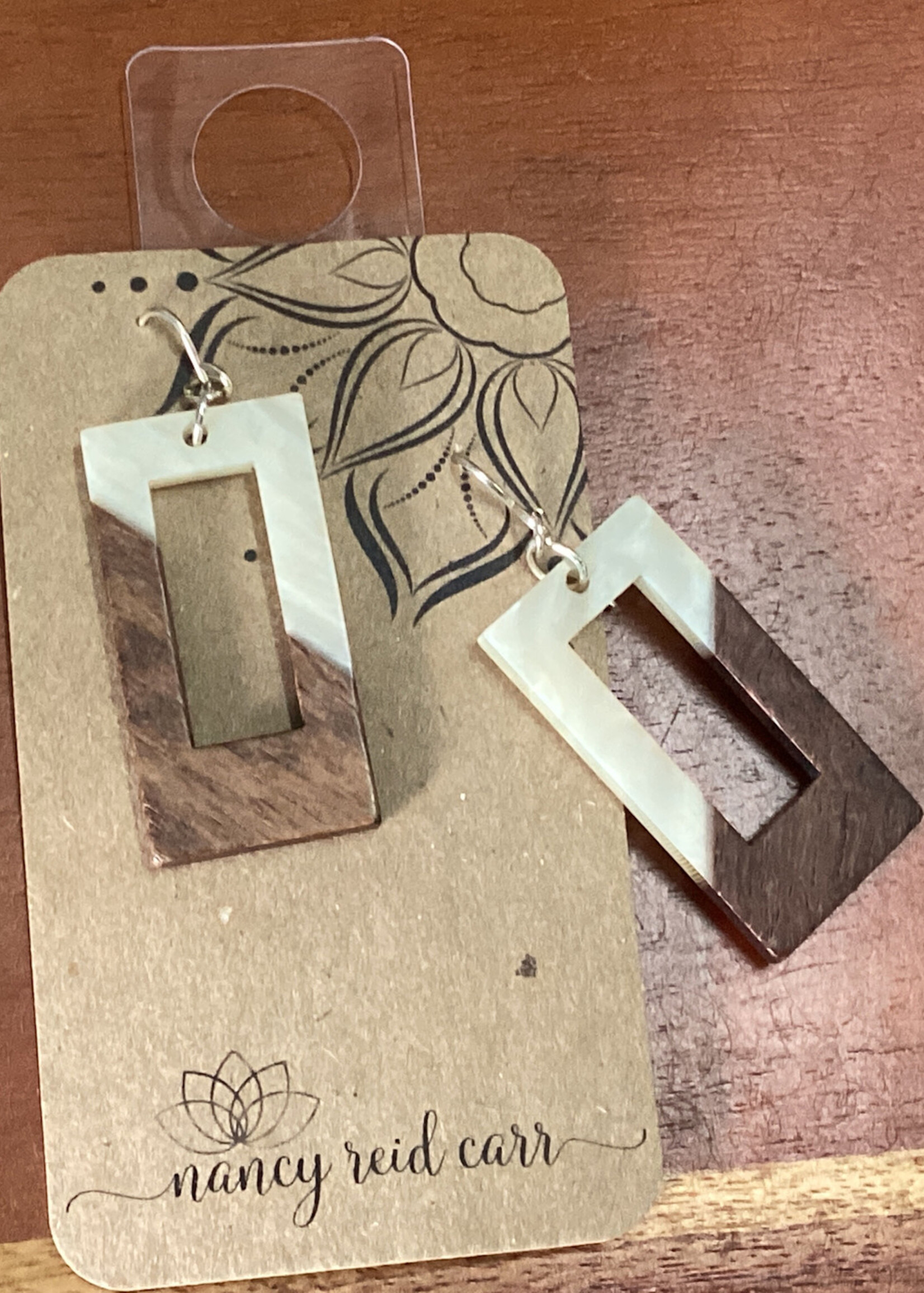 Nancy Reid Carr Modern Boho - Wood Resin Drop Earings -