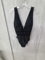 Davi&Dani Solid V-Neck Cut-Off Mesg Front One Piece Swimsuit - Assorted Sizes