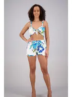 Advance Apparels Two Piece Hibiscus Crop Top/Shorts - One Size - Assorted Colors