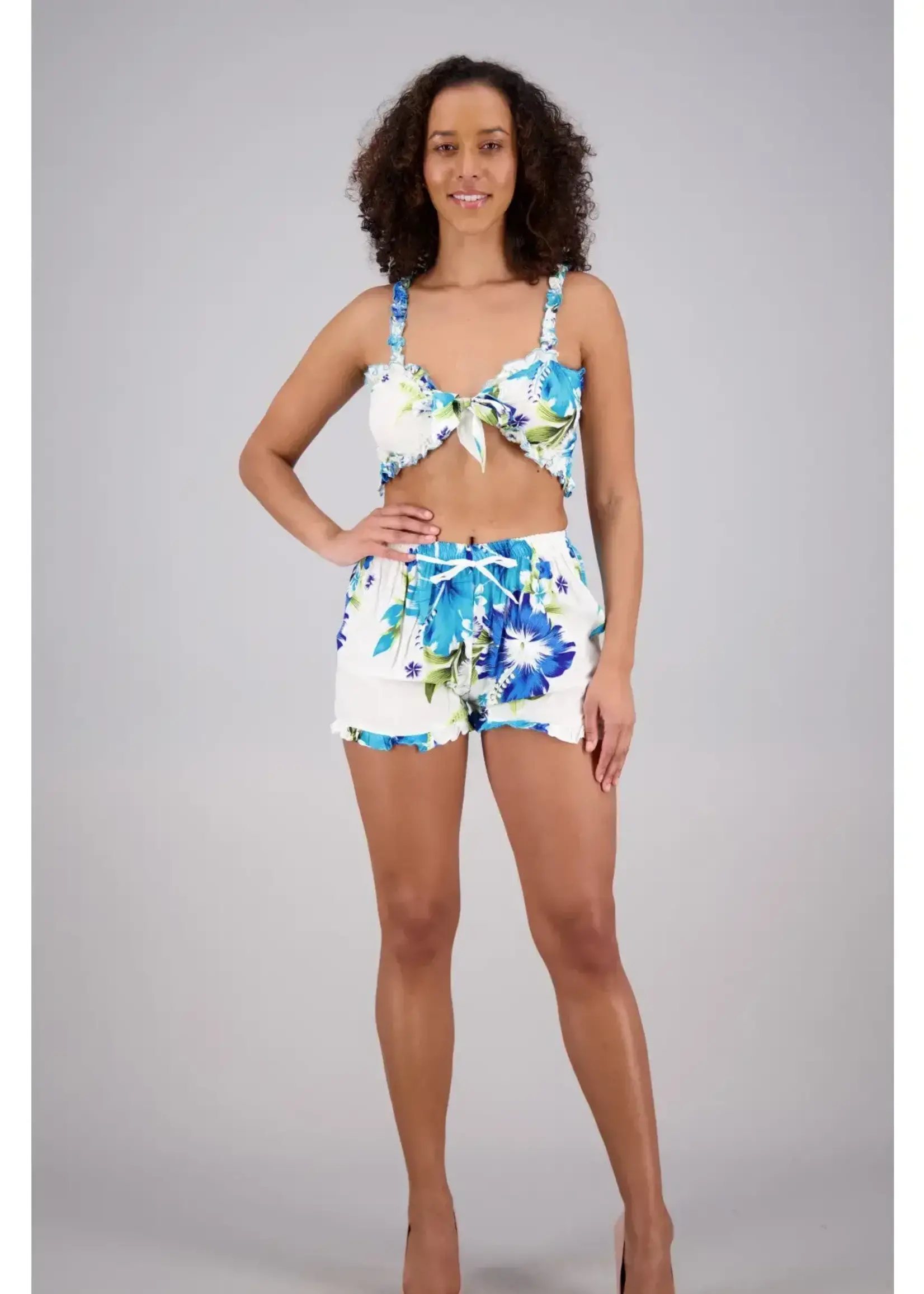 Advance Apparels Two Piece Hibiscus Crop Top/Shorts - One Size - Assorted Colors