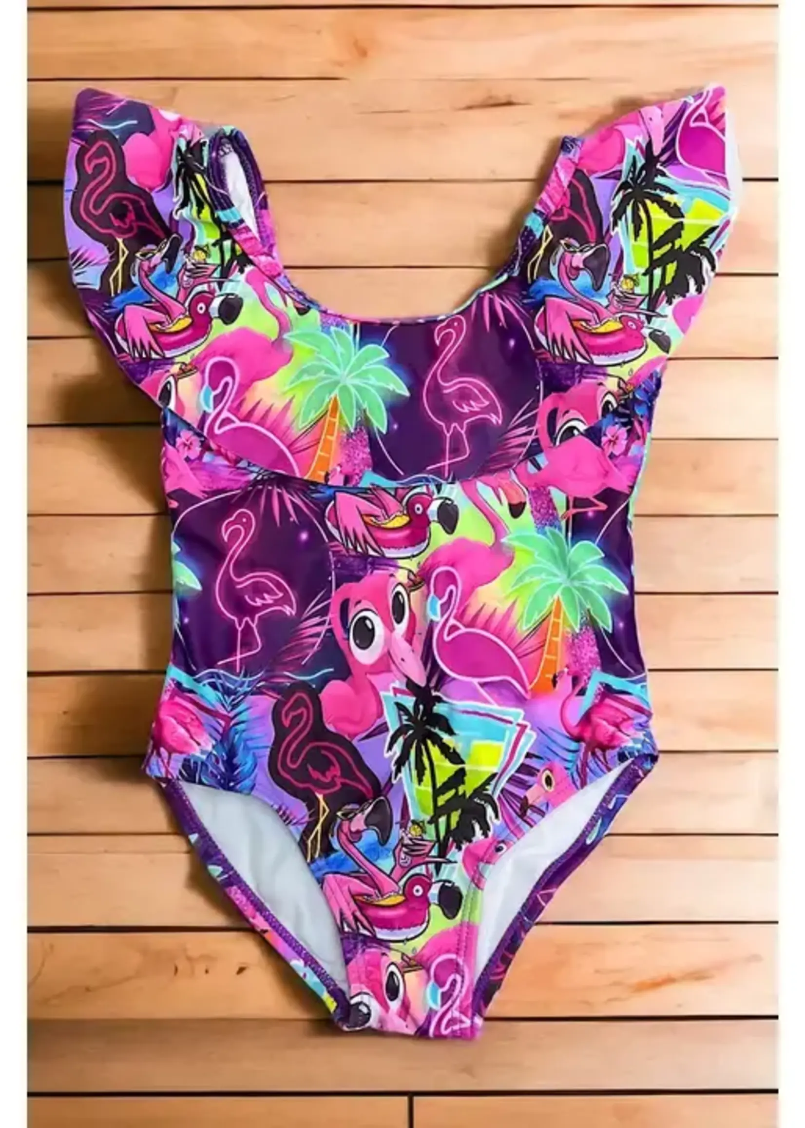 Kids Charm Online Flamingo Bright One-Piece Keiki Swimsuit -