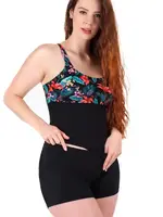 Mombora Tankini, Floral Top, Black Bottoms - Assorted Sizes