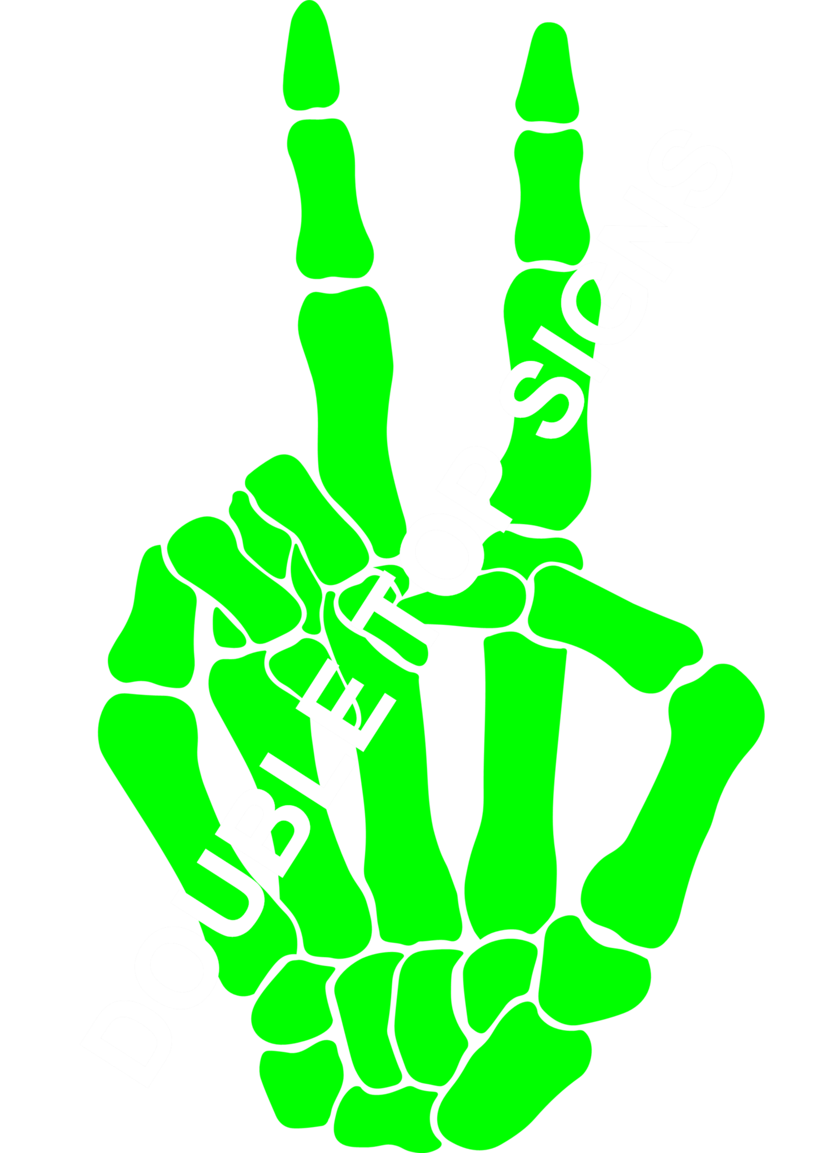 Darting Around Skeleton Hand Peace Sign