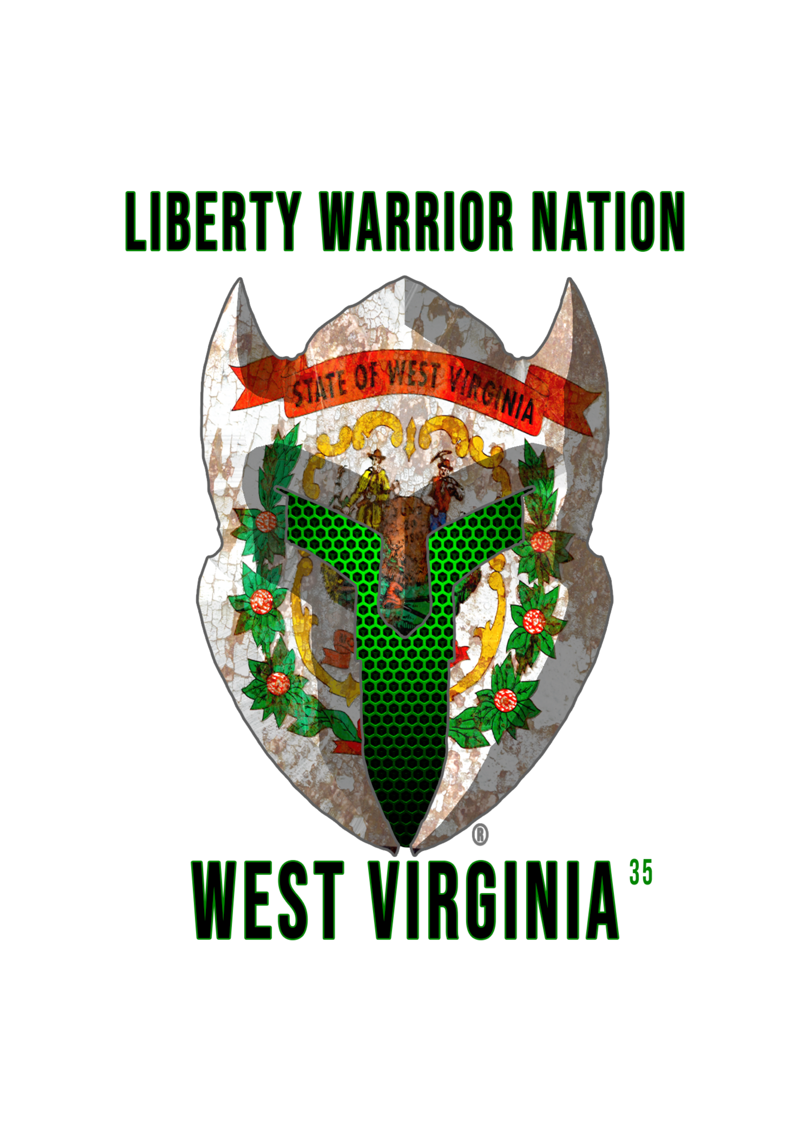 LWN LWN Badge West Virginia State with Text Uv Sticker