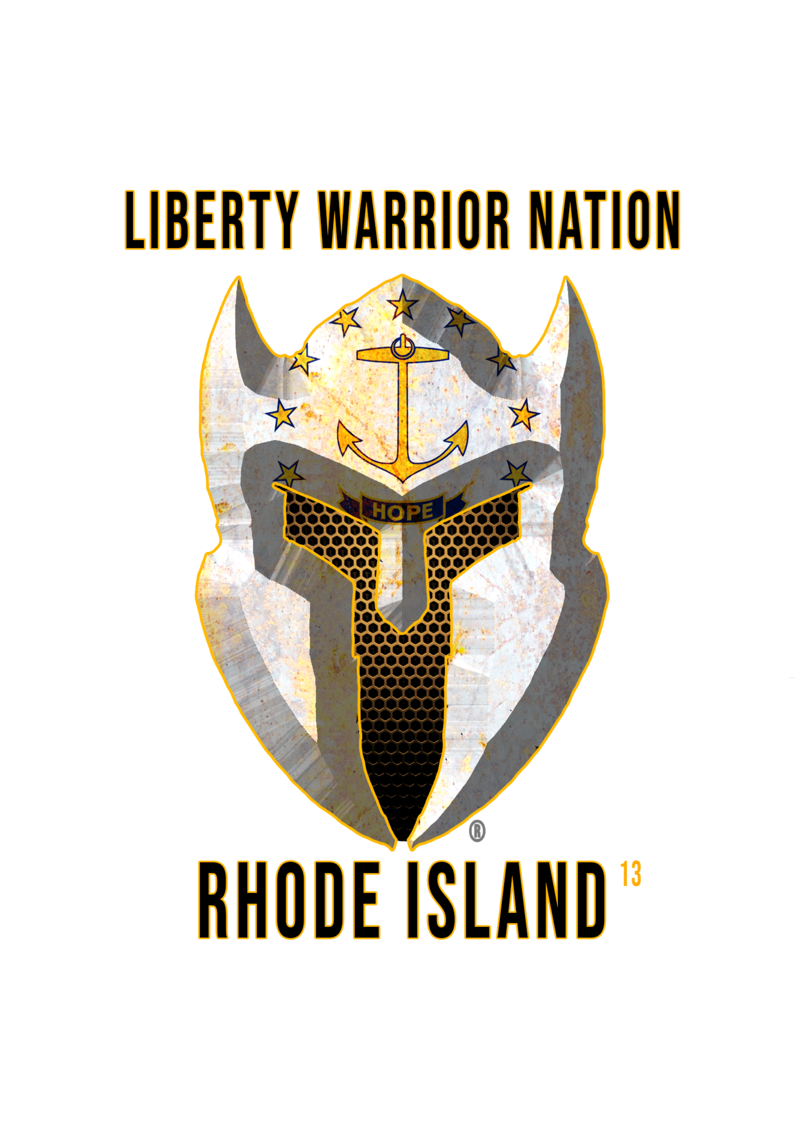 LWN LWN Badge Rhode Island State with Text Uv Sticker