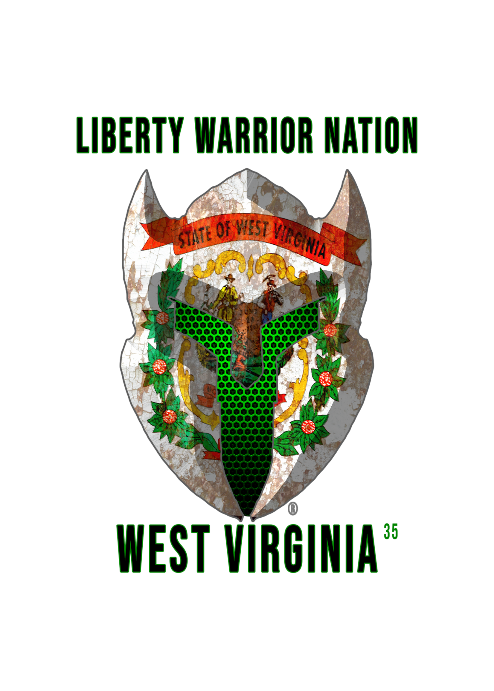 LWN LWN Badge West Virginia State with Text Uv Sticker