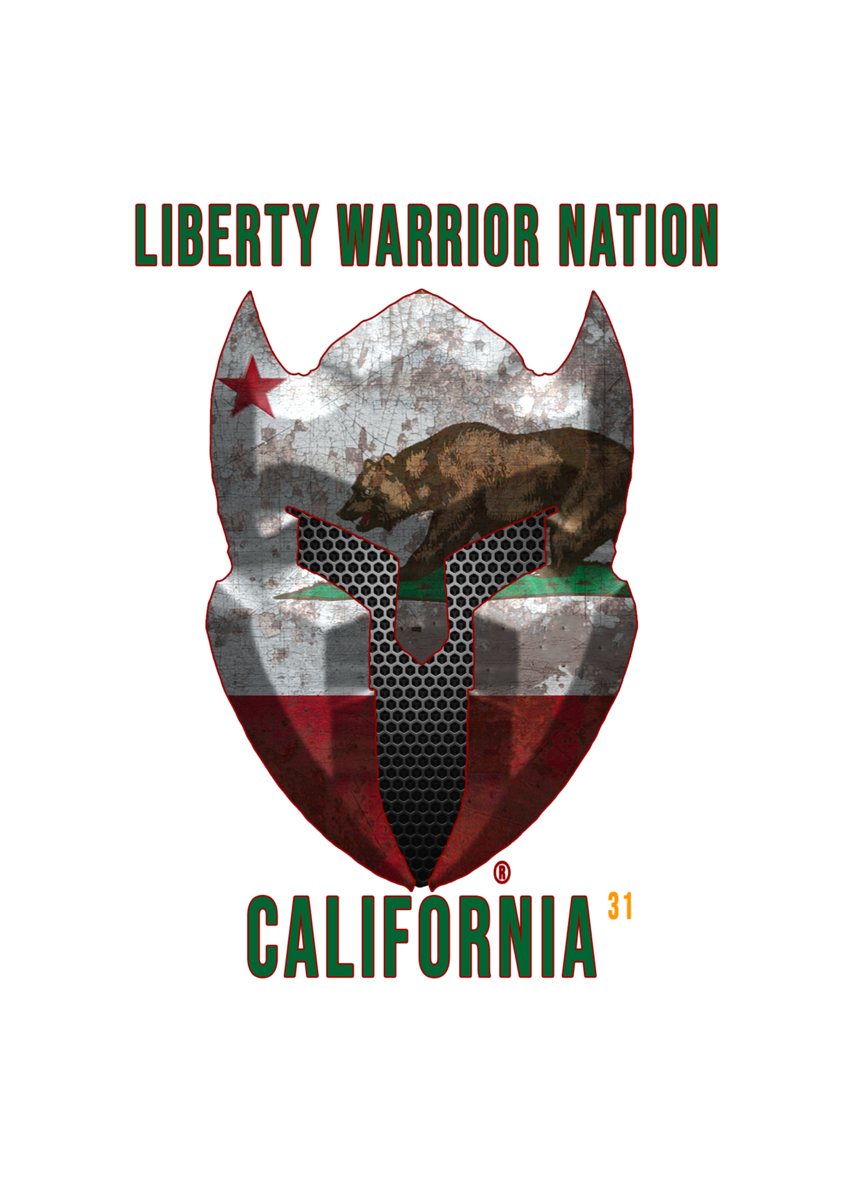 LWN LWN Badge California State with Text Uv Sticker
